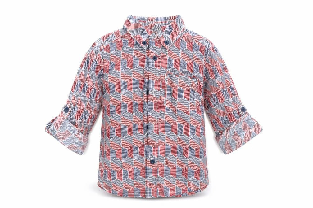 Bows & arrows Boys Red Geometric  Basic Button-Up Size 2-3 Years