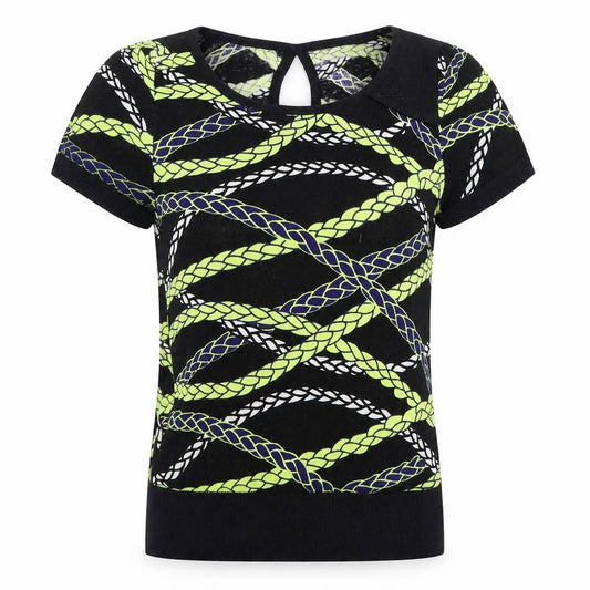 Front view of H&M women’s multicoloured striped jumper, size UK 10