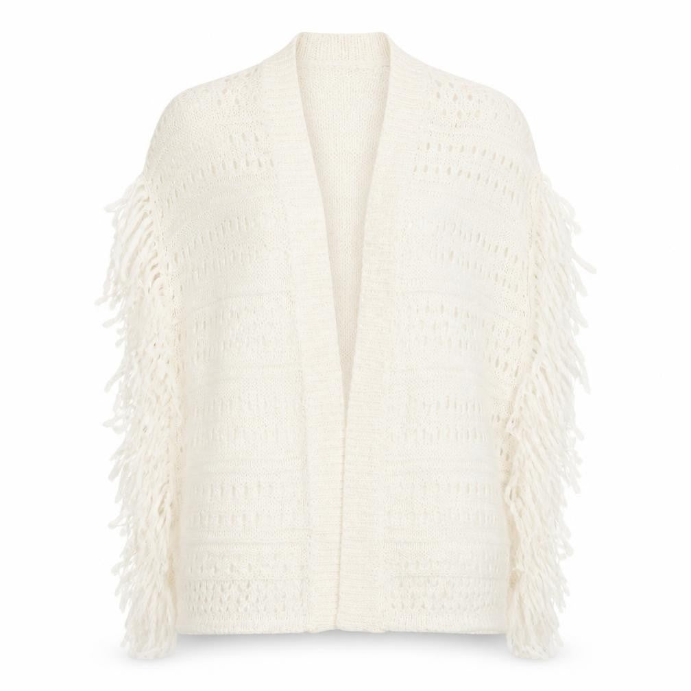 Front view of Red Herring women’s ivory knit cardigan jumper, size S