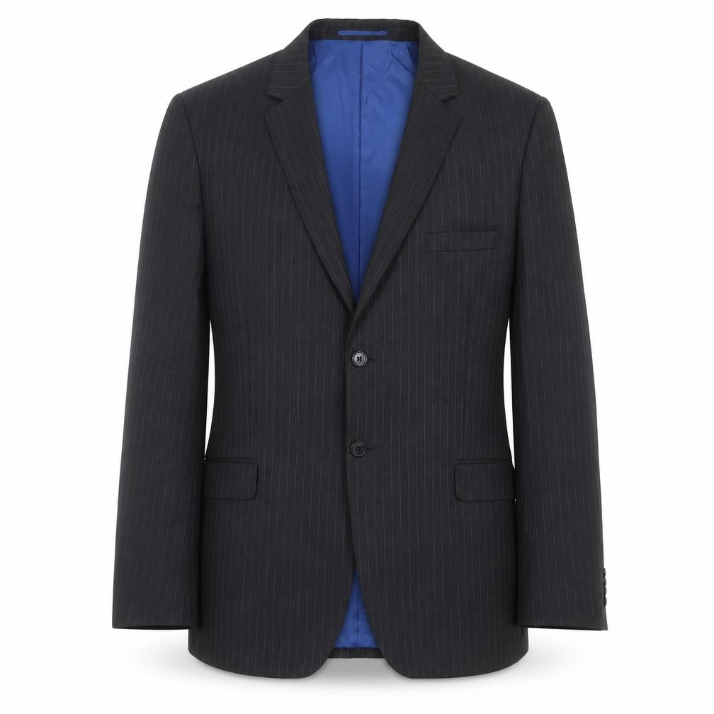 Front view of Charlton Gray men’s grey striped jacket suit jacket, size 46
