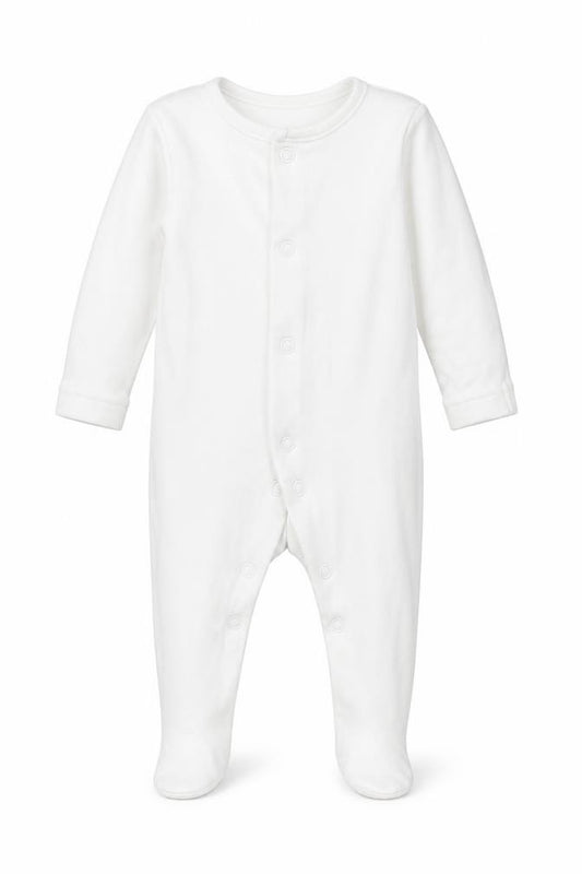 Front view of George Baby White Babygrow One-Piece Size Newborn