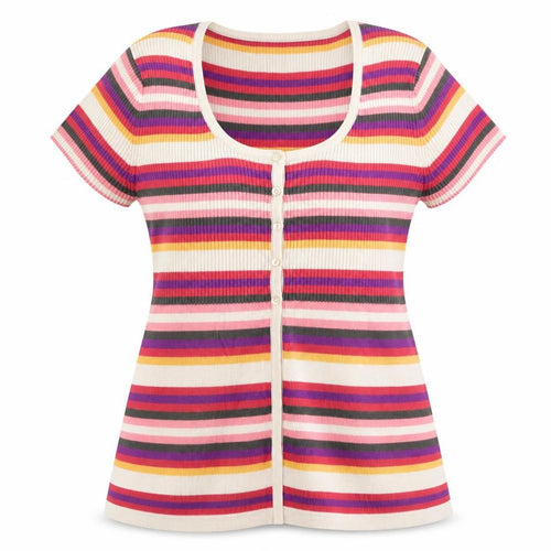 M&Co Womens Pink Striped  Cardigan Jumper Size XL