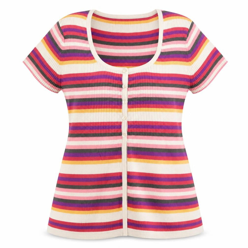 M&Co Womens Pink Striped  Cardigan Jumper Size XL