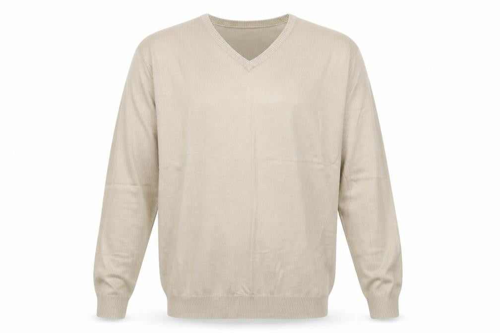 Front view of West Rock men’s beige pullover sweatshirt, size M