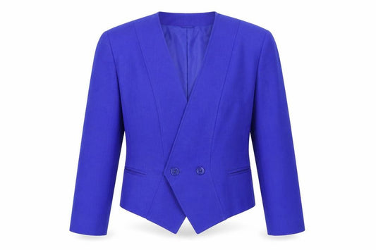 Front view of Country Casuals women’s blue jacket blazer, size UK 12