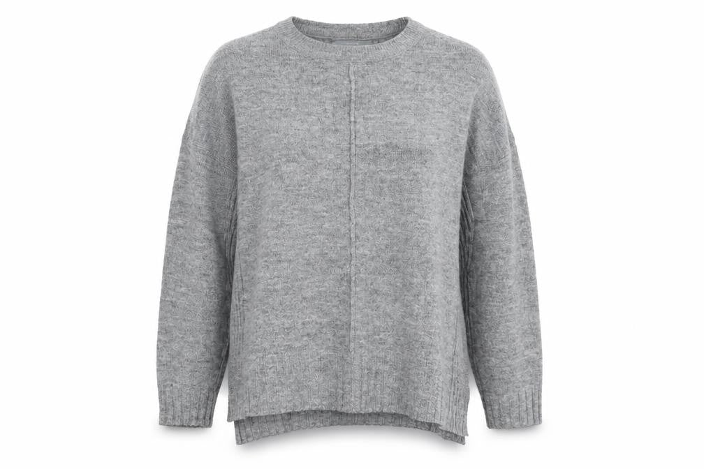 Front view of B. Young women’s grey knit jumper, size M