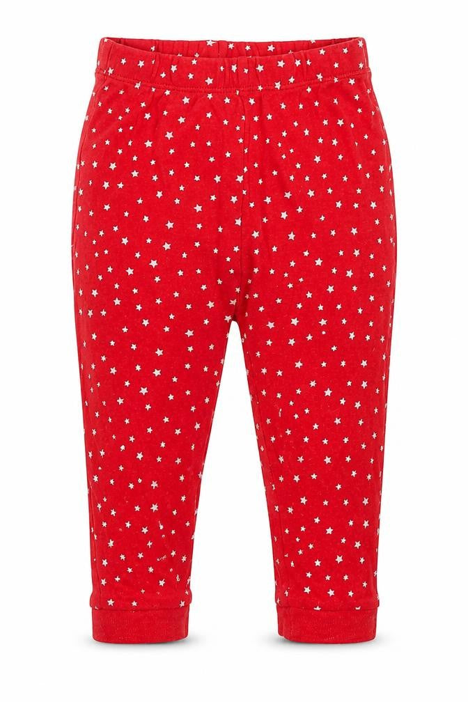 Front view of George girls’ red solid capri pyjama pants, size 12-18, months