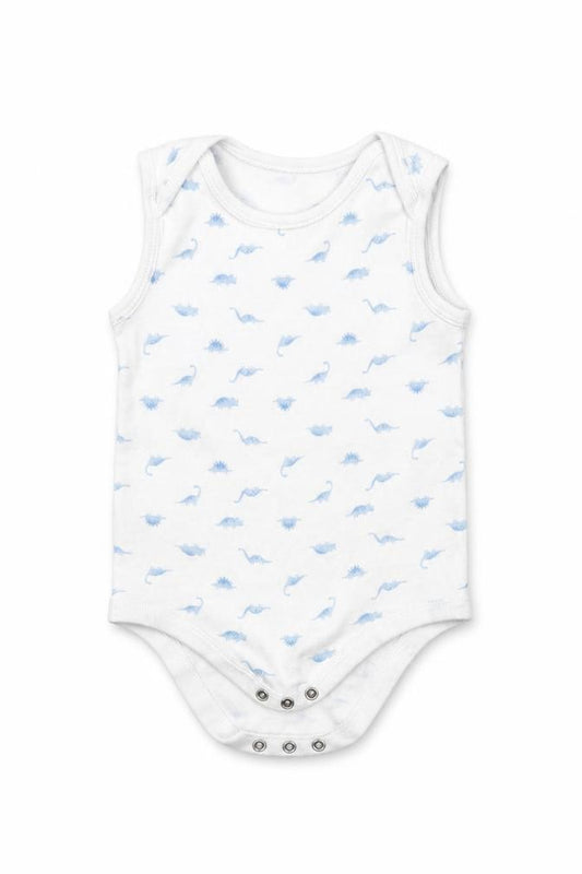 Front view of Tu Baby White Animal Print Babygrow One-Piece, size 18-24, Months