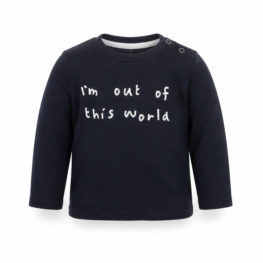 Front view of F&F girls’ blue jumper, size 9-12, months
