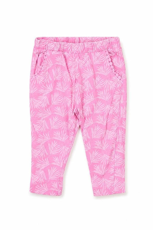 Front view of Matalan girls’ pink sweatpants, size 9-12, months