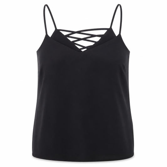 Front view of New Look women’s black basic blouse, size UK 14