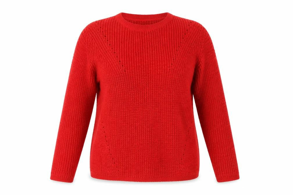 Front view of Matalan women’s red henley jumper, size M