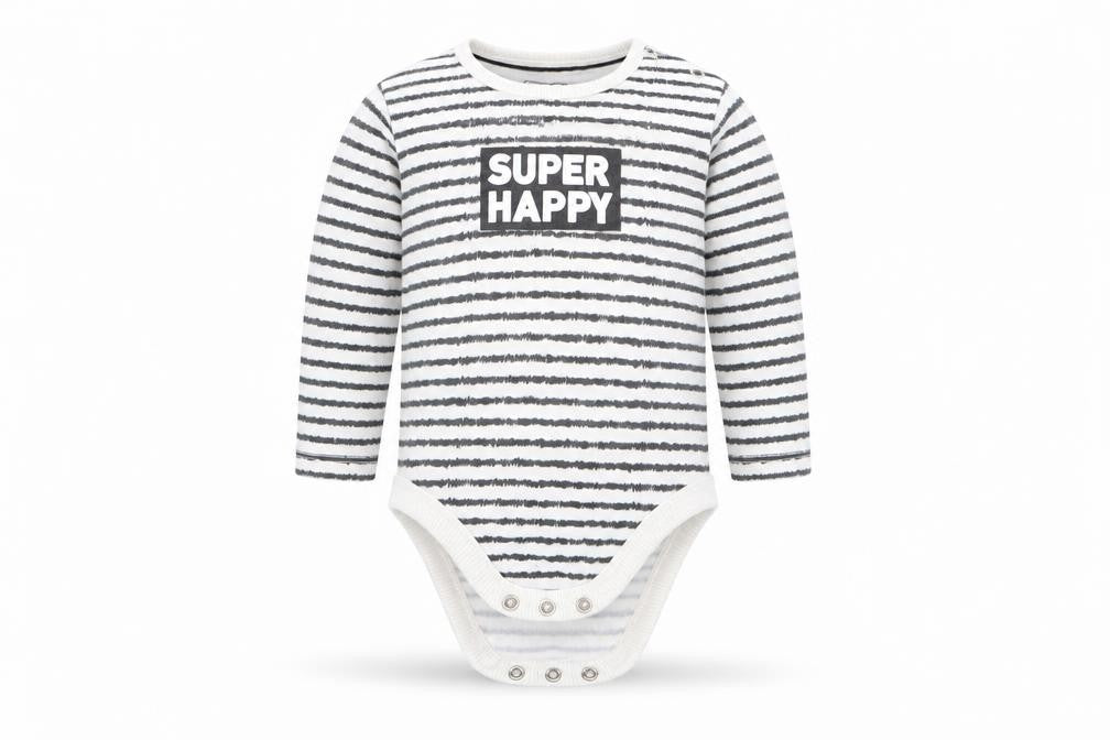 My K Boys Black Striped  Romper One-Piece Size 9-12 Months  - Super Happy