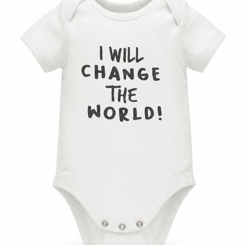 Matalan Boys White   Romper One-Piece Size 6-9 Months  - I will change the world