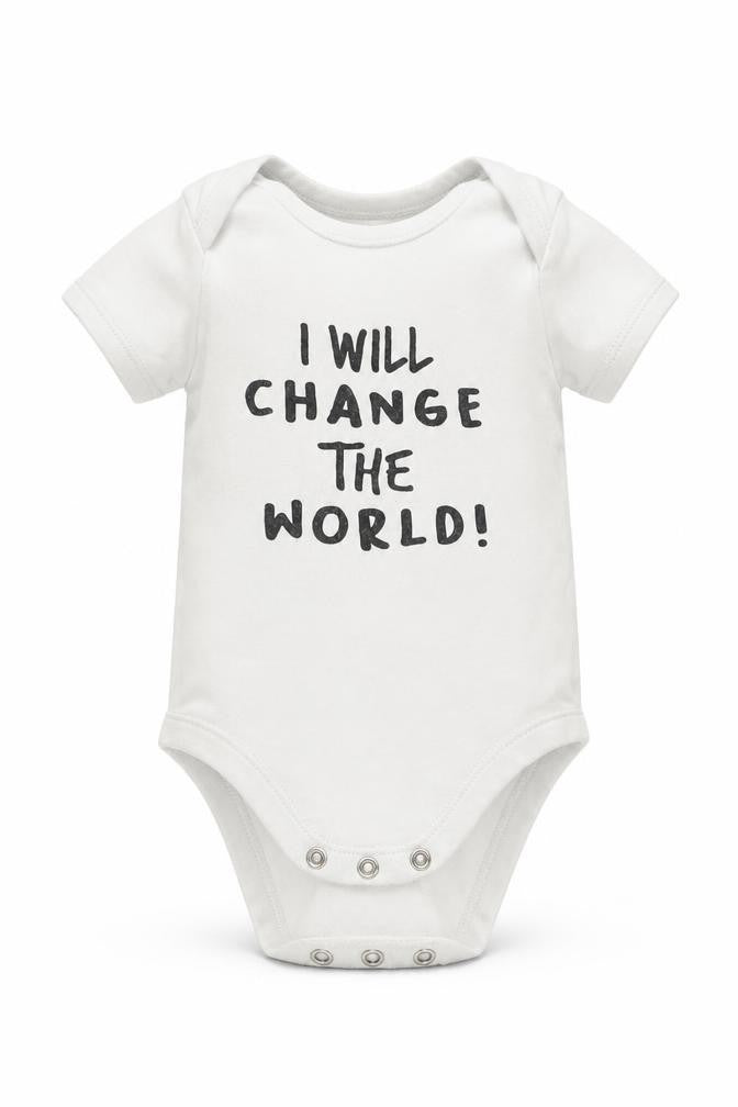 Matalan Boys White   Romper One-Piece Size 6-9 Months  - I will change the world