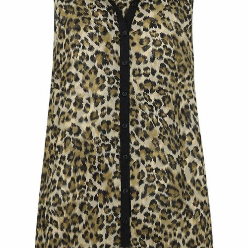 Marina Kaneva Womens Brown Animal Print  Tunic Button-Up Size 10