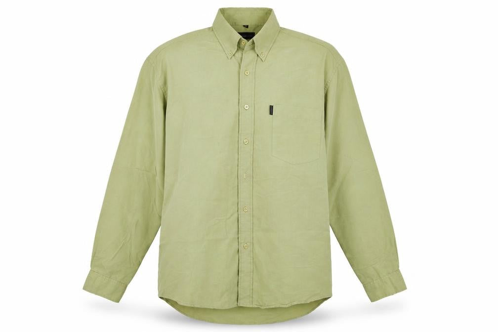 Front view of Gianni Vialli men’s green button-up, size M