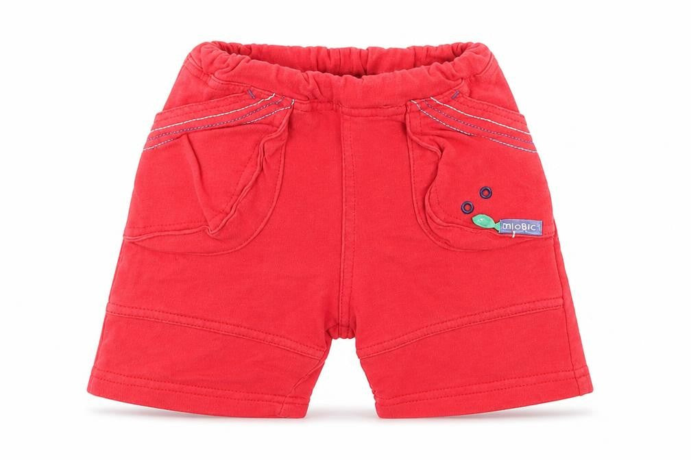 Front view of Miobic Baby Red Sweatpants Leggings, size 3-6, Months