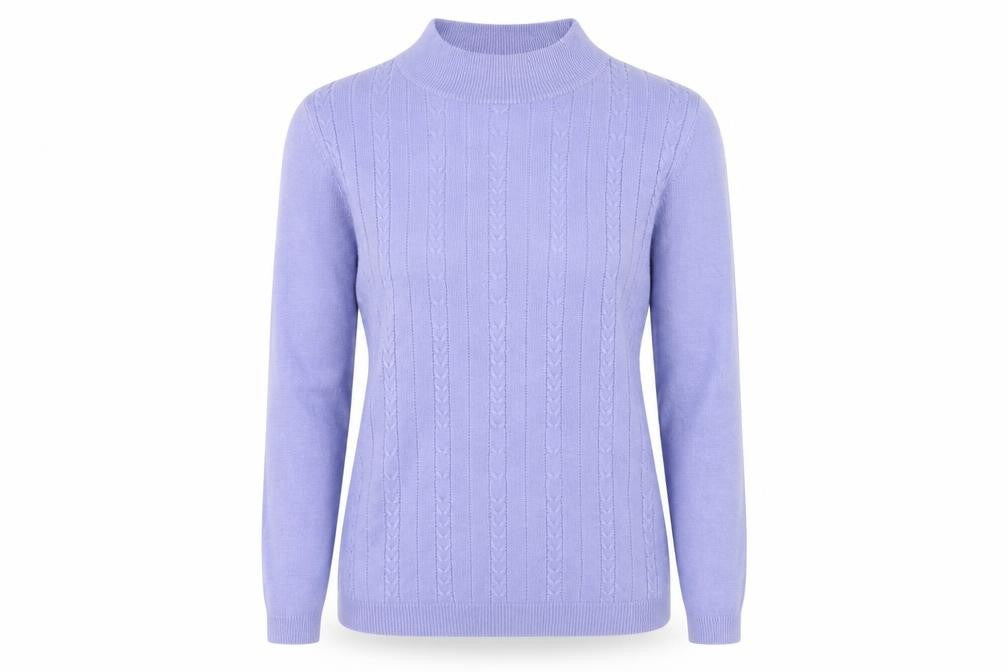 Front view of Poppy women’s purple jumper, size UK 10