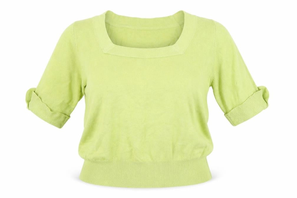 Front view of Marks & Spencer women’s green jumper, size UK 14