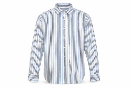 Front view of FOXHOLE men’s multicoloured striped button-up, size XL