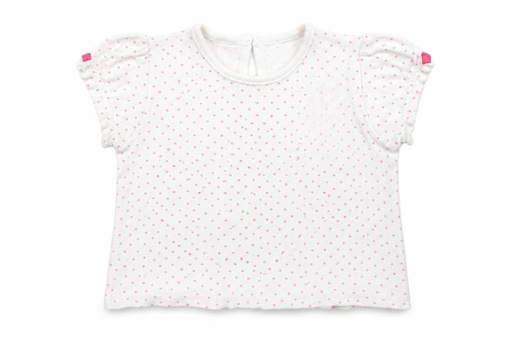 Front view of George Baby White Polka Dot Basic T-Shirt, size 9-12, Months