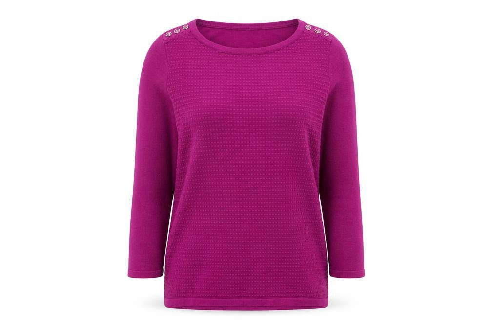 Front view of M&Co women’s purple jumper, size UK 10