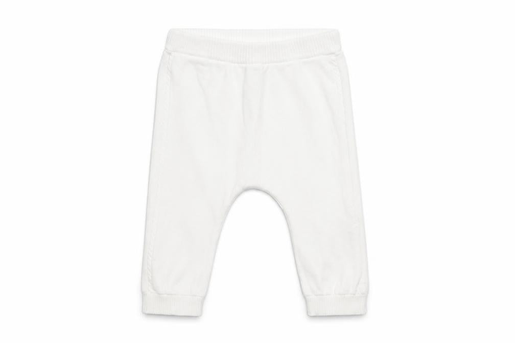 Front view of Tu Baby White sweatpants, size 6-9, Months
