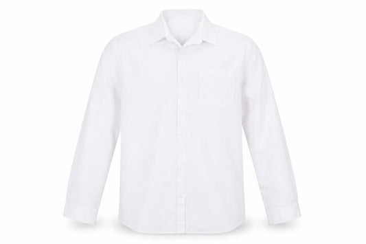 Front view of George] boys’ white basic button-up, size 13-14, years