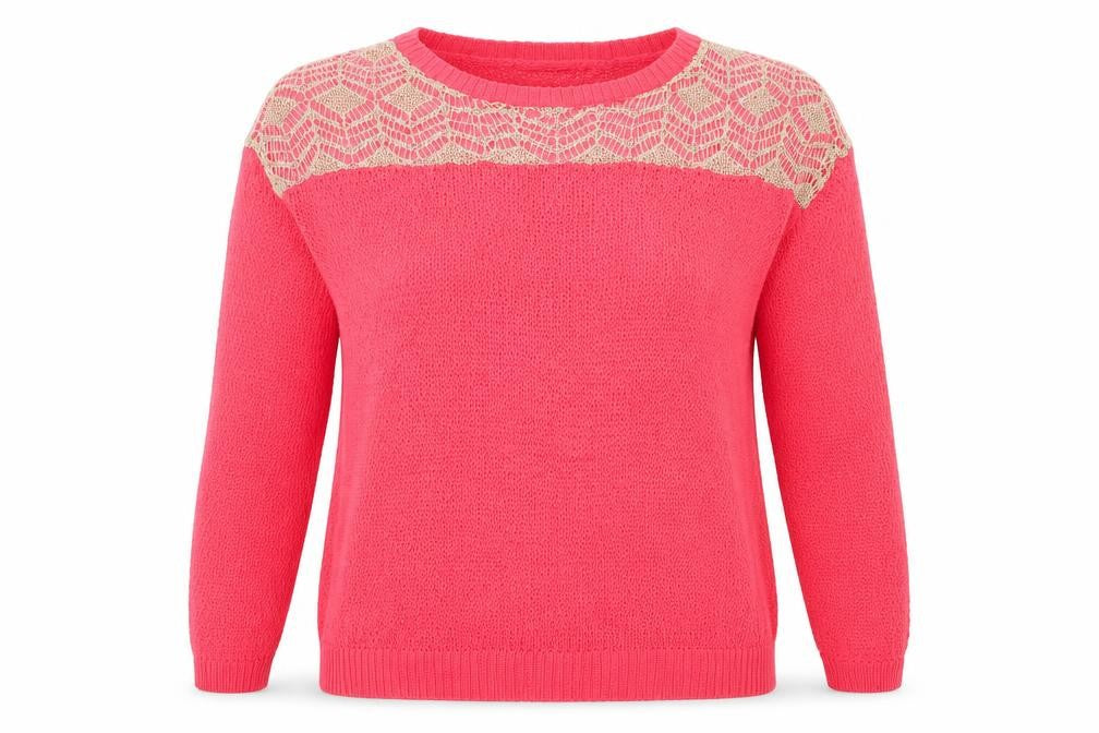 Front view of Novo Style women’s pink knit jumper, size UK 14