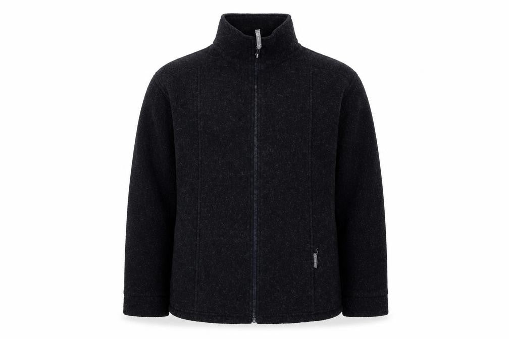 Front view of DC Sportswear men’s blue fleece jacket, size S, - navy blue