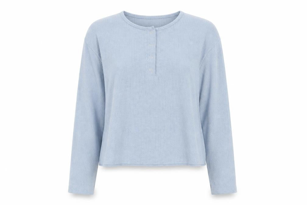 Front view of Topshop women’s blue pullover sweatshirt, size UK 8