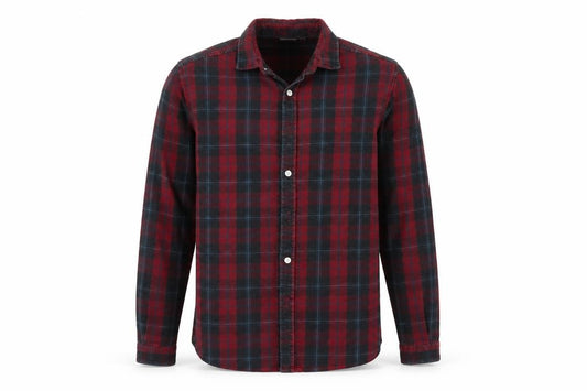 Front view of ASOS men’s red check button-up, size XS