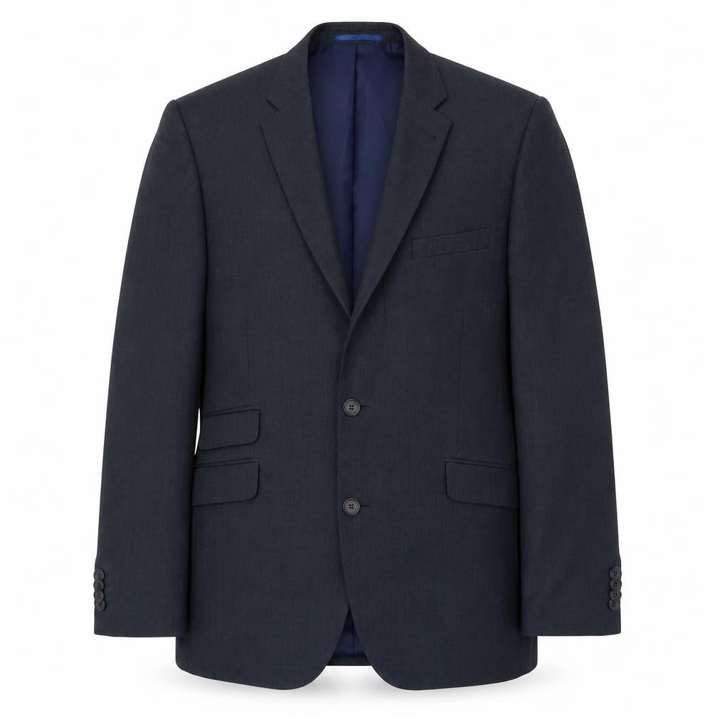 Front view of Preworn men’s grey rayon jacket blazer, size 42, - shoulder pads