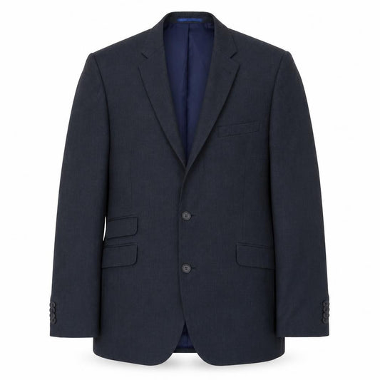 Front view of Preworn men’s grey rayon jacket blazer, size 42, - shoulder pads