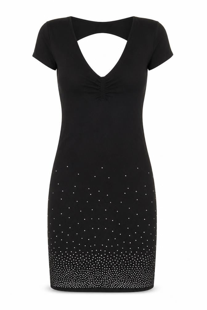 Front view of H&M women’s black bodycon, size UK 10