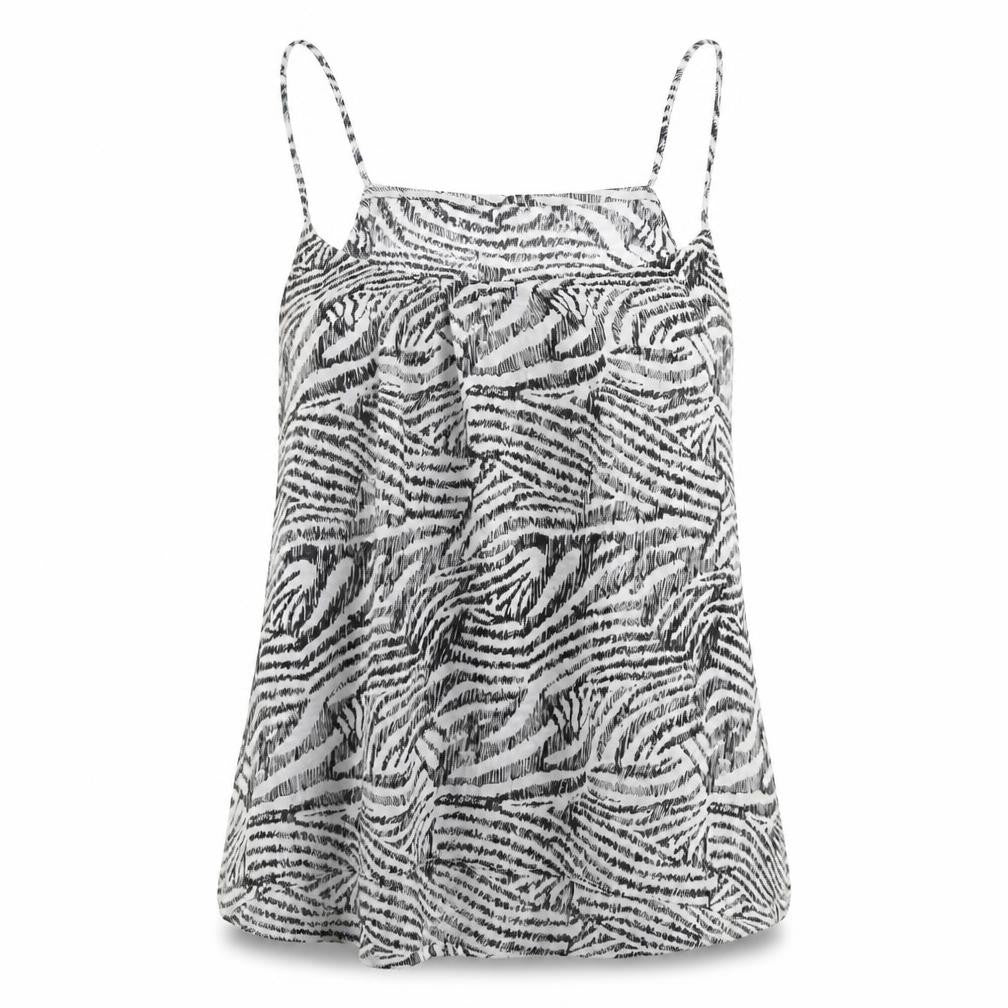 Front view of H&M women’s black animal print basic tank, size UK 8