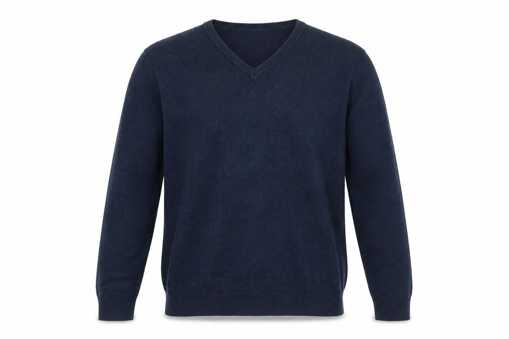 Front view of Next men’s blue jumper, size M