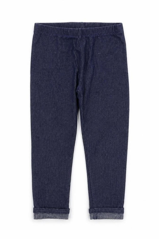 Front view of Flapdoodles girls’ blue capri trousers, size 3, years