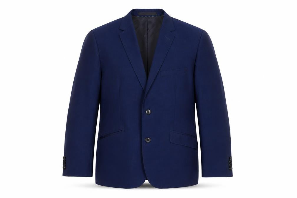Front view of John Lewis men’s blue jacket suit jacket, size 40