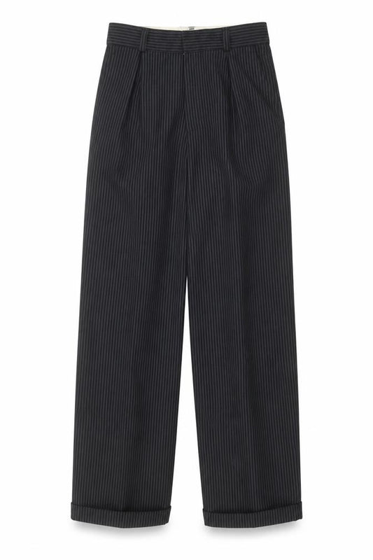 Front view of Preworn boys’ black striped dress pants trousers, size 10, years