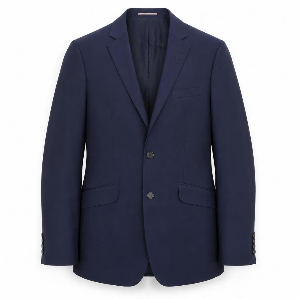 Front view of River Island men’s blue jacket suit jacket, size 42