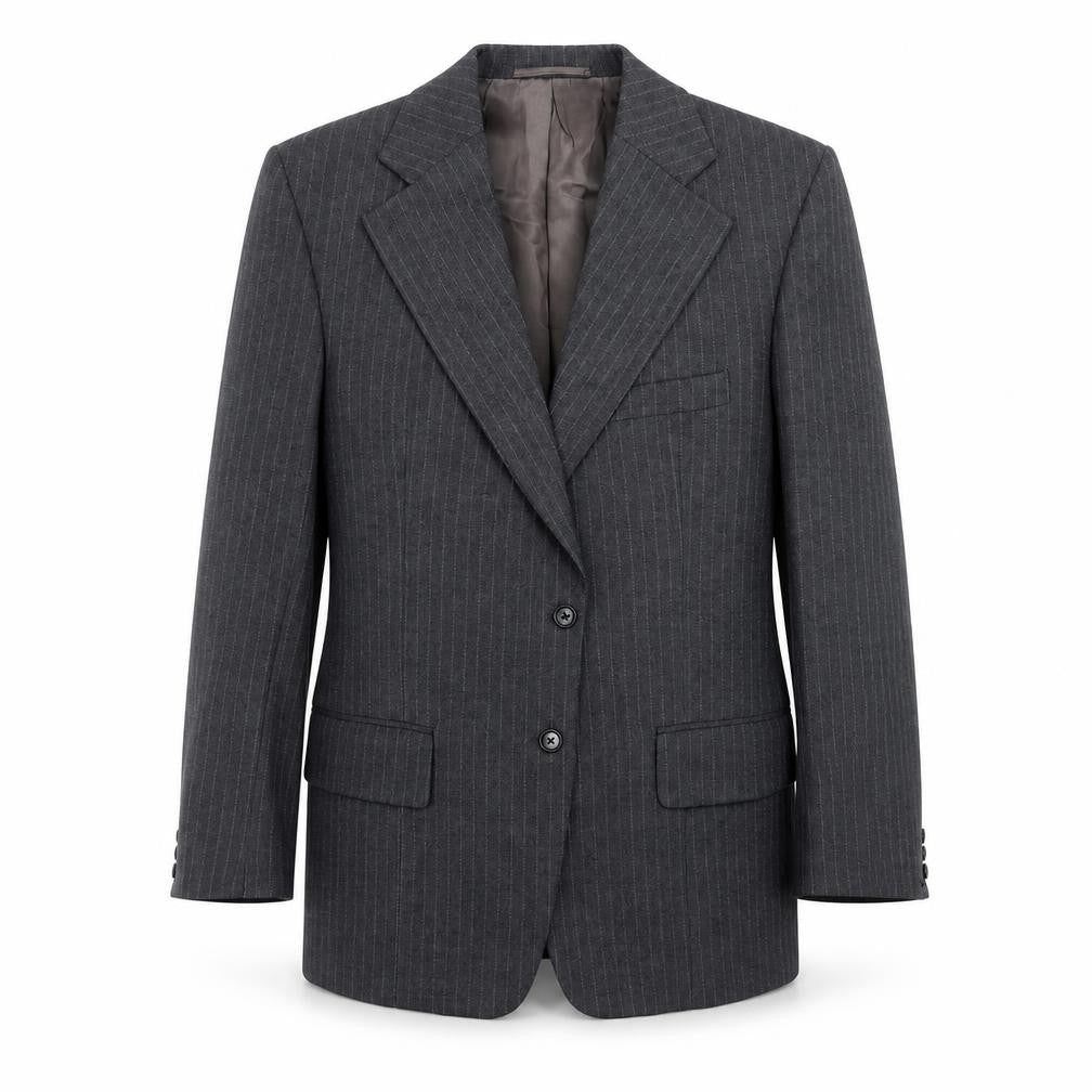Front view of john atkinson men’s grey striped jacket suit jacket, size 38