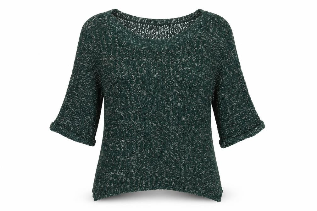 Front view of Topshop women’s green pullover sweatshirt, size UK 10
