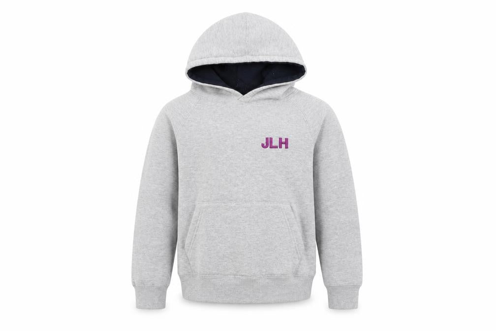 Front view of papini girls’ grey pullover hoodie, size 7-8, years