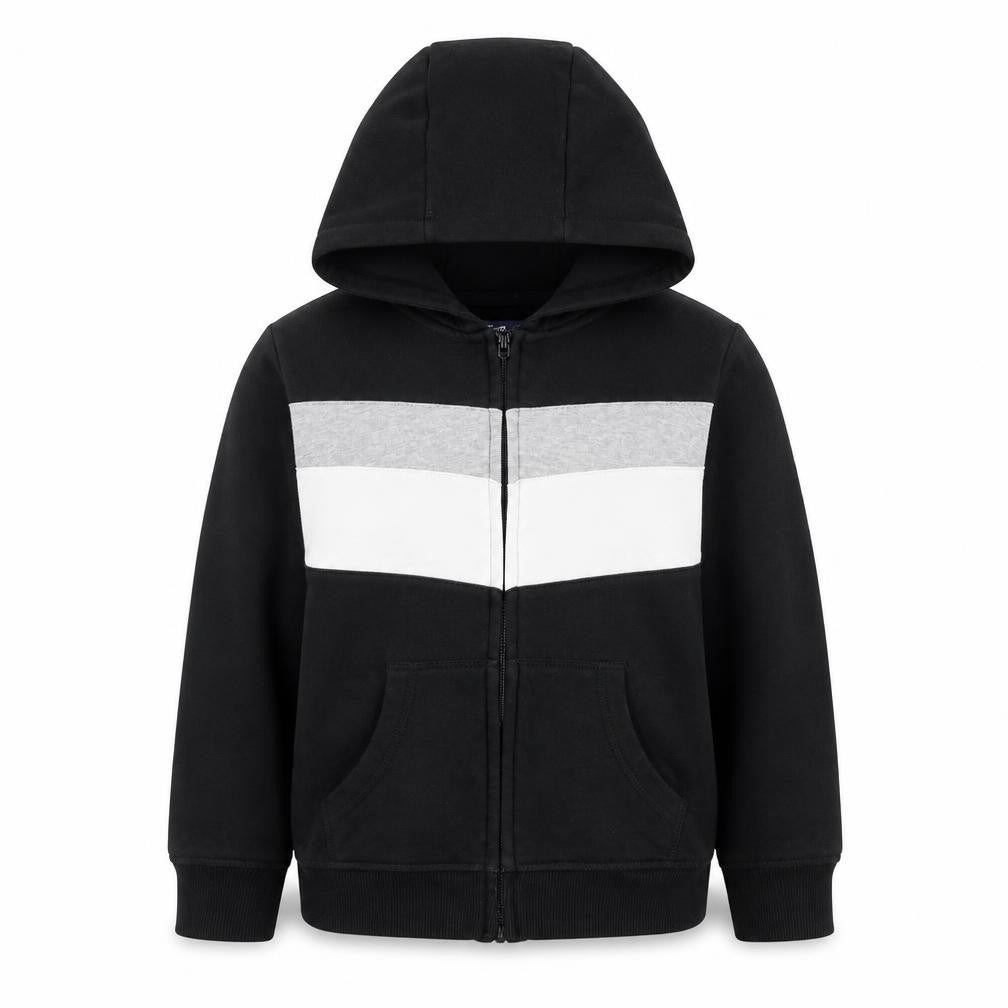 Front view of Matalan girls’ black full zip hoodie, size 6, years