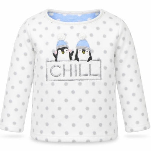 Primark Girls White Polka Dot  Top Pyjama Top Size 3-4 Years  - PENGUIN