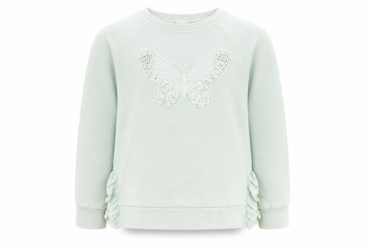 Front view of Next girls’ green jumper, size 11, years