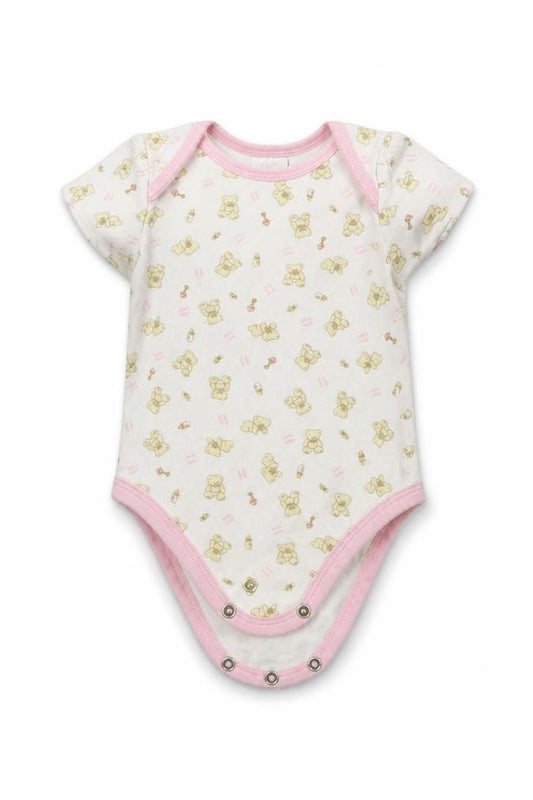 Front view of eddie&ella girls’ white babygrow one-piece, size 3-6, months