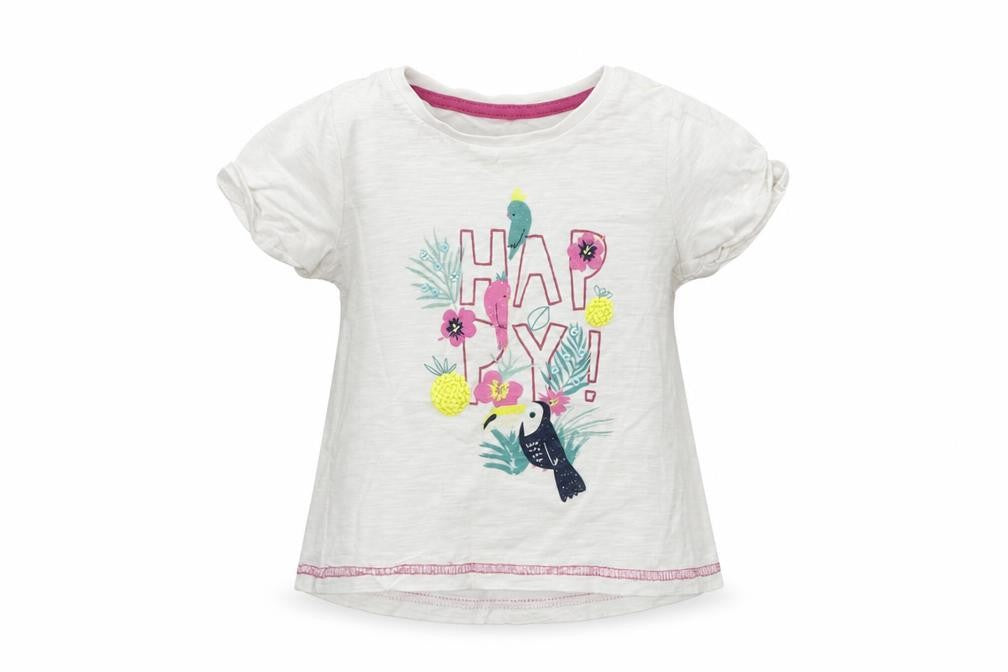 Front view of Matalan girls’ white basic t-shirt, size 9-12, months